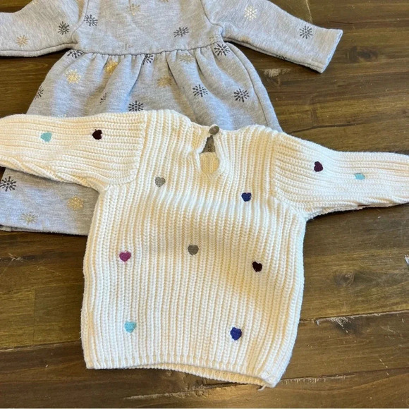 Peek Little Peanut Bundle Heart Knit Sweater Snowflake Dress small XS 3 months - Picture 2 of 7